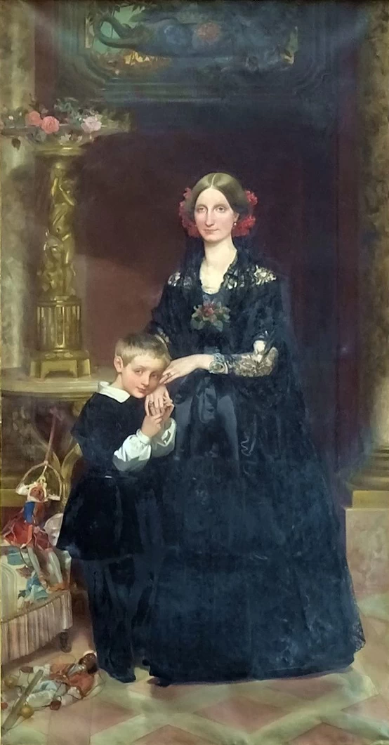 La Principessa Maria Carolina Augusta delle Due Sicilie con il figlio Principe Luigi Filippo d'Orléans, Principe di Condé